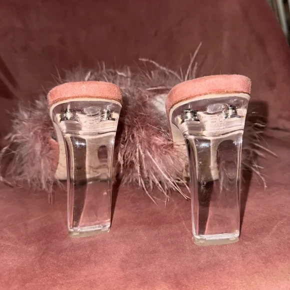 Jeffrey Campbell Pink Daisy Boa Feathered Heels - Picture 4 of 8